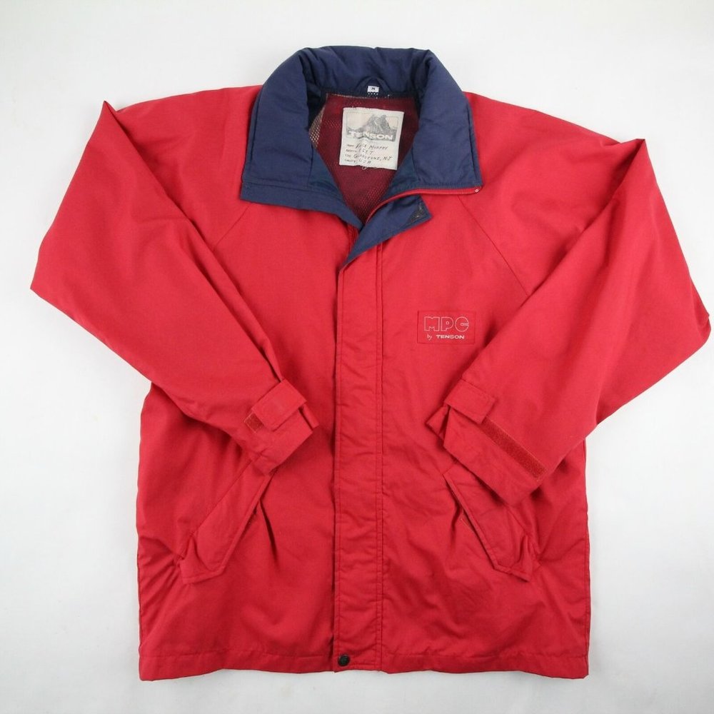 Vintage MPC Tenson Mens Winter Coat Skii Jacket Red Navy Full Zip Size Medium